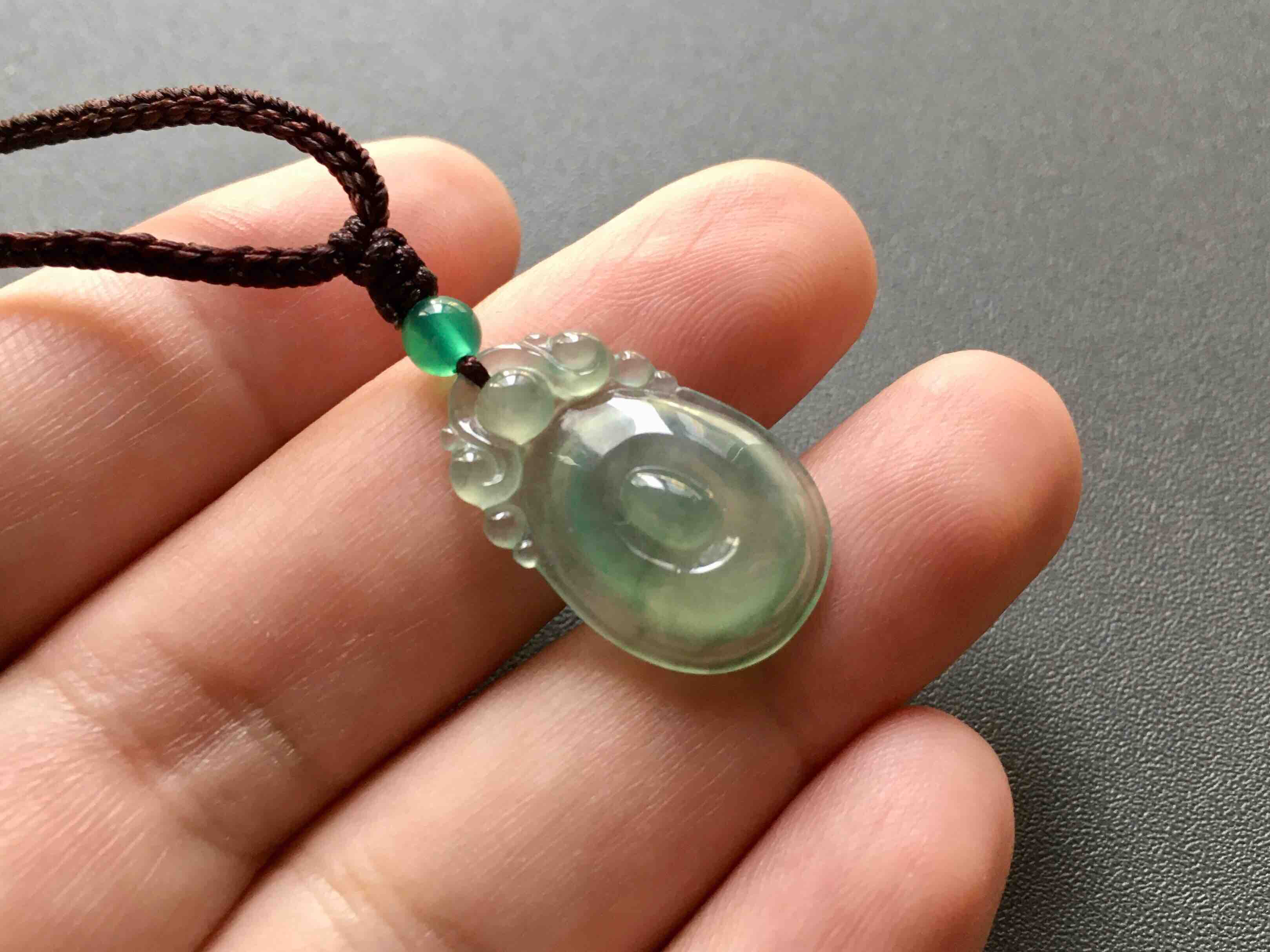 高冰种晴水飘花翡翠福在眼前