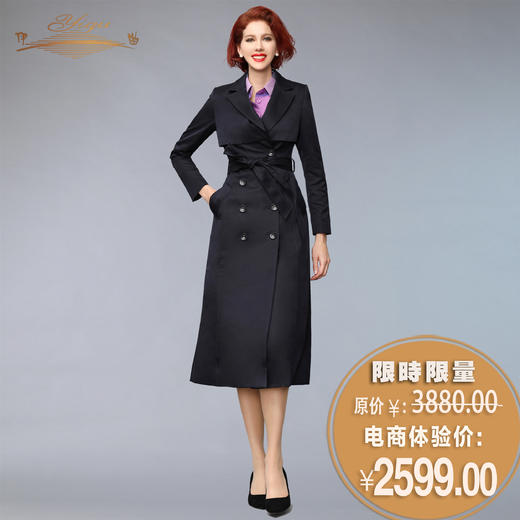 【特惠】YIQU丨“风中的歌”双排扣长风衣（藏青）PT 商品图0