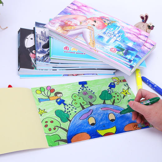 包邮10本装儿童图画本空白绘画本小学生涂鸦画画纸a4大号带贴画图画纸