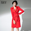 IWY/主持人同款新款气质红色正装连衣裙女长袖收腰A1194035Q1R7 商品缩略图1