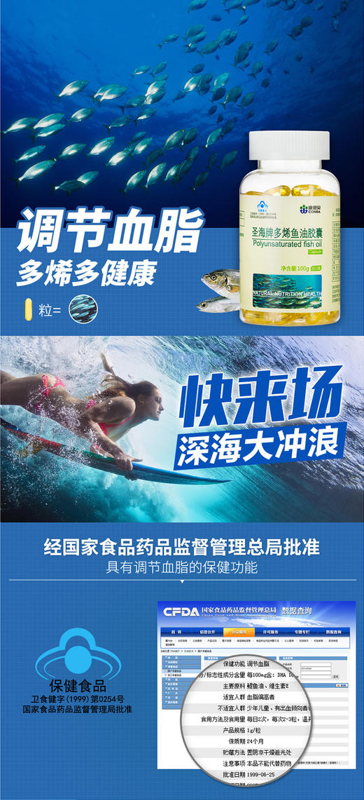 康恩贝 圣海牌多烯鱼油胶囊 1g/粒*100粒 DHA 中老年 成人降血脂JPY带授权招加盟代理 商品图1