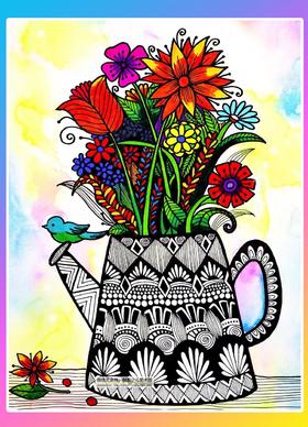 《花与花瓶》线描【自动发货：下单后，点击手机短信中收到的链接，即可获取文件下载的链接；如有任何问题，可添加客服微信hm33268获得帮助】