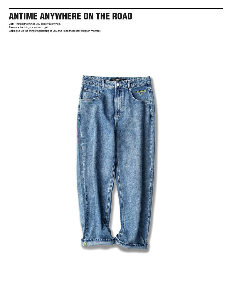商场同款jasonwood坚持我的19秋刺绣宽松牛仔裤男391917251