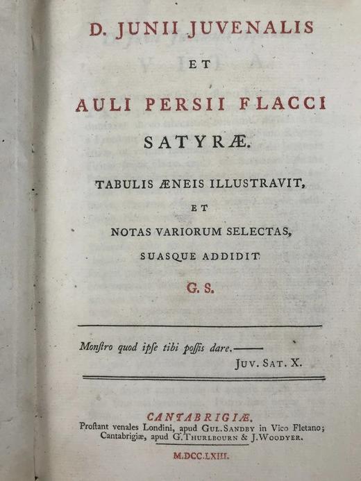 1763年 尤维纳利斯与佩尔修斯讽刺诗集 15帧铜版画插图 皮装18开 商品图3