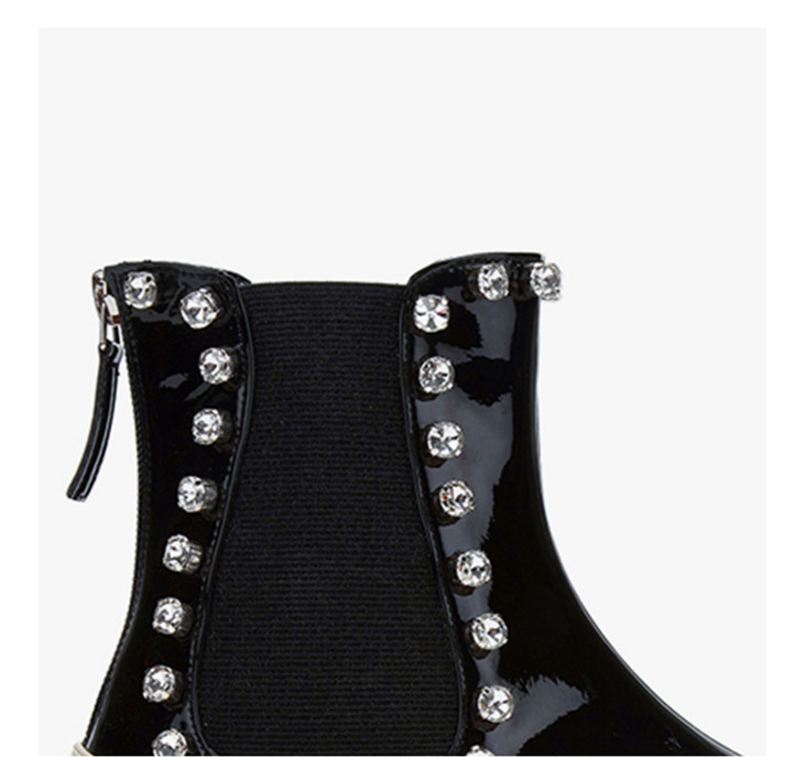 lostinecho秋款上新切尔西运动短靴女鞋钻饰厚底黑色时尚运动鞋