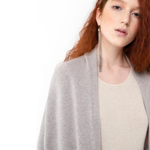 322经典款女士纯山羊绒落肩加厚长开衫 商品图4