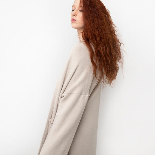 322工房 无染色纯羊绒 落肩加厚长开衫 商品图2