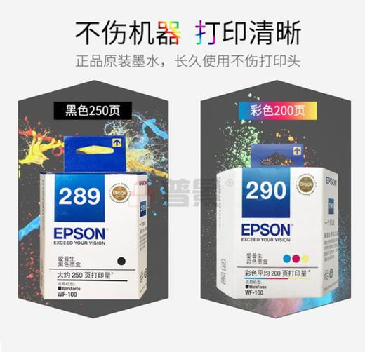 【墨盒】。爱普生EPSON打印机 彩色黑色墨盒 T289 T290 适用WF-100 墨盒 商品图2