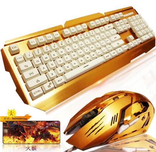 。【键鼠套餐】R300土豪金键鼠套装USB有线专业电竞游戏键盘鼠标套餐 商品图0