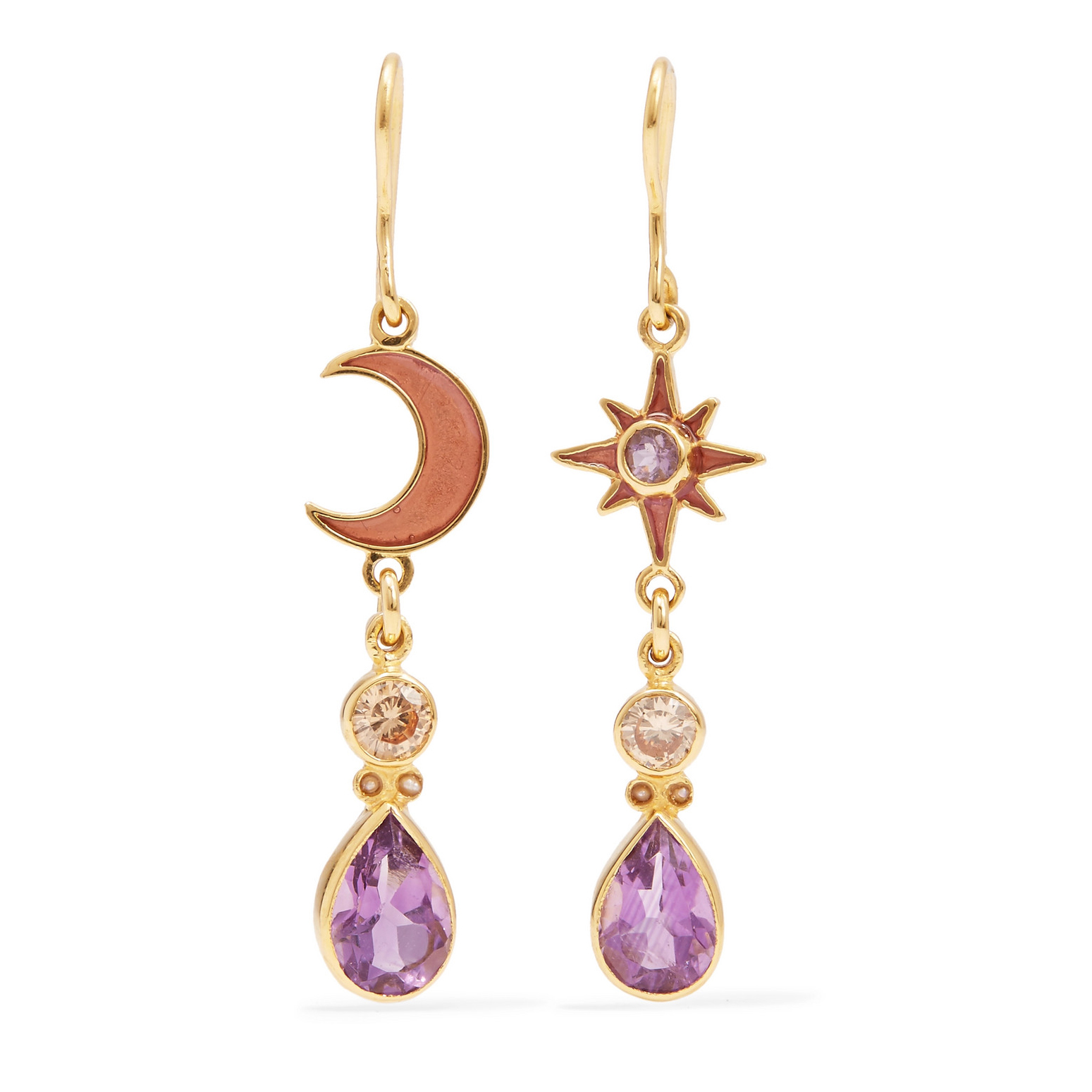 北京仓｜PERCOSSI PAPI-Sun & Moon-天然紫水晶 耳环［意大利设计师］