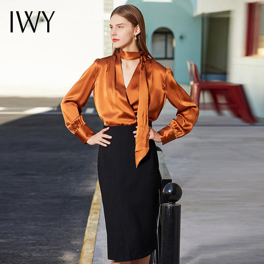 IWY/衬衫套裙职业装裙装气质女神范绑带衬衫正装女套装193078B1+S2 商品图3