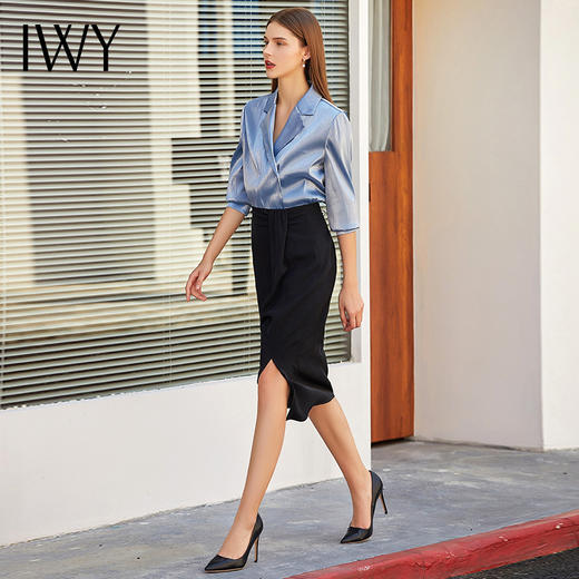 IWY/浅蓝色衬衫套裙气质职业装修身193079B1+S2 商品图2