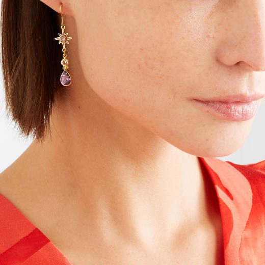 北京仓｜PERCOSSI PAPI-Sun & Moon-天然紫水晶 耳环［意大利设计师］ 商品图1