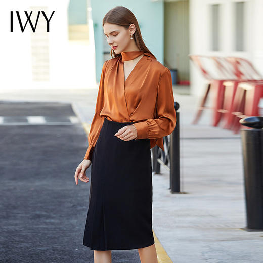 IWY/衬衫套裙职业装裙装气质女神范绑带衬衫正装女套装193078B1+S2 商品图1