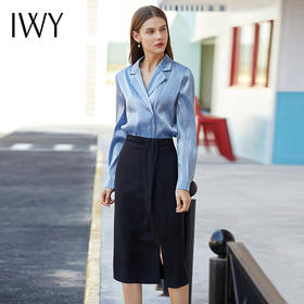 IWY/浅蓝色衬衫套裙气质职业装修身193079B1+S2