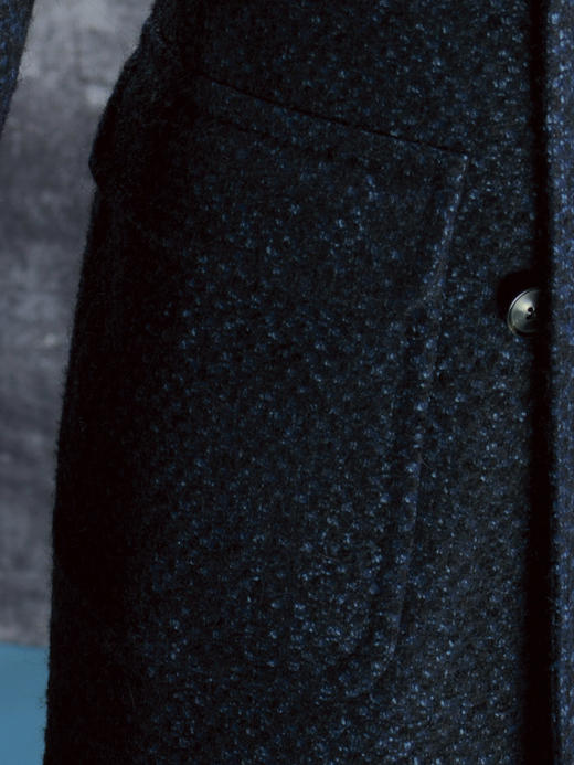 Stylbiella 羊毛+羊驼+马海毛+丝深蓝色点纹马球大衣 商品图3