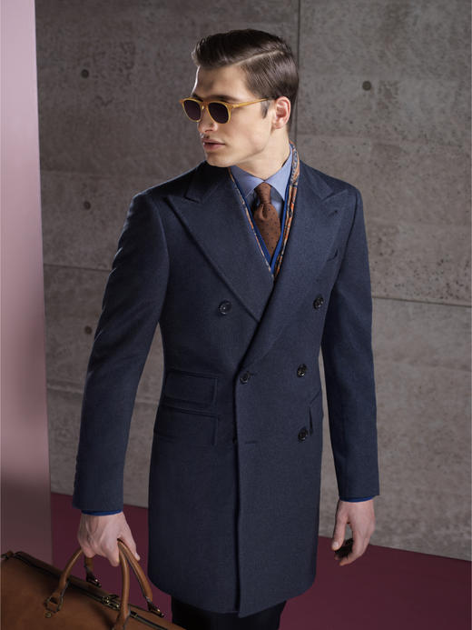 Stylbiella 纯羊绒蓝色切斯菲尔德大衣 商品图0