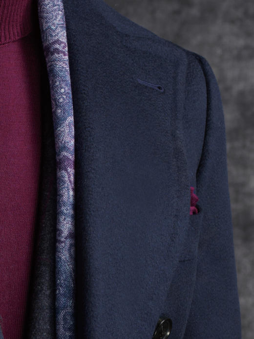 Stylbiella 羊绒羊毛藏蓝色切斯菲尔德大衣 商品图2