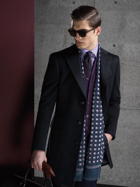 Stylbiella 纯羊绒深藏蓝色切斯菲尔德大衣