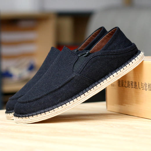 【买麻鞋，雅路人】防脚臭，新款男鞋懒人一脚蹬鞋手工麻鞋时尚男鞋千层底布鞋1904-05M 商品图0