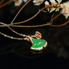 18K玫瑰金和田玉（碧玉）镶钻项链—银杏叶/叶面10*12mm/链长40+2cm/苹果绿 商品缩略图1