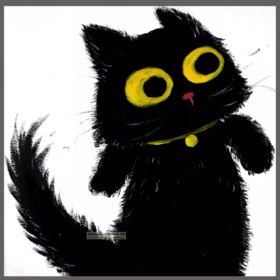 《水粉画可爱的小黑猫》【自动发货：下单后，点击手机短信中收到的链接，即可获取文件下载的链接；如有任何问题，可添加客服微信hm33268获得帮助】