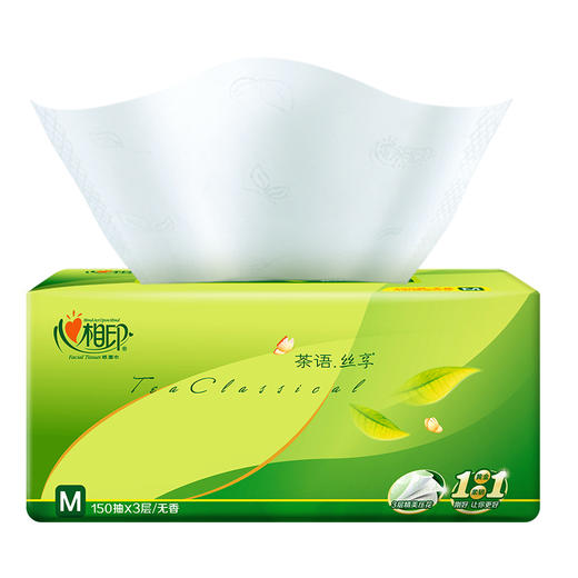 心相印抽纸 茶语丝享系列3层150抽面巾纸*24包纸巾（M plus码 母婴可用 整箱销售）（新老包装随机发货） 商品图4