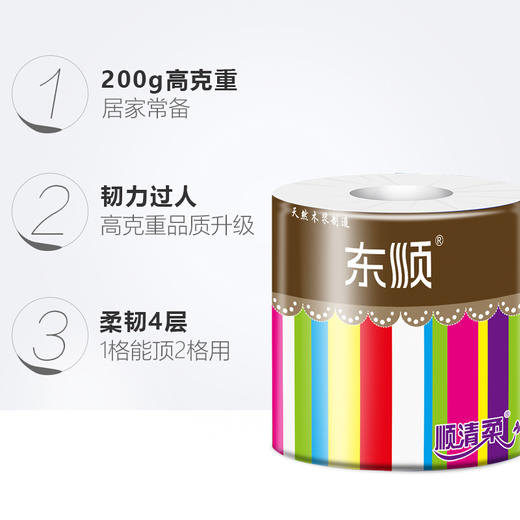 顺清柔 有芯卷纸卫生纸 彩虹系列4层200g*10卷（2kg/提） 商品图1