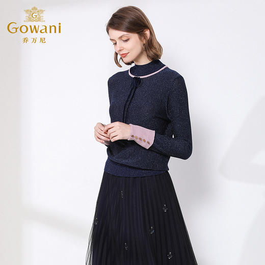 乔万尼羊毛针织衫秋装女修身气质半高领打底衫女长袖上衣EN3M399 商品图3