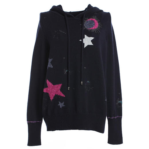 乔万尼秋装宽松印花休闲连帽卫衣羊毛针织衫长袖上衣EN3M392 商品图3