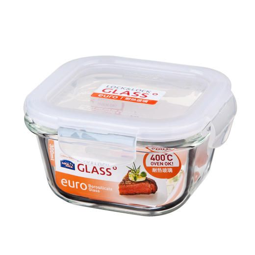 乐扣乐扣 耐热玻璃保鲜盒 小饭盒 微波炉便当盒餐盒密封食品盒水果盒零食盒 冰箱冷冻盒子 婴儿辅食盒 300ml 商品图0