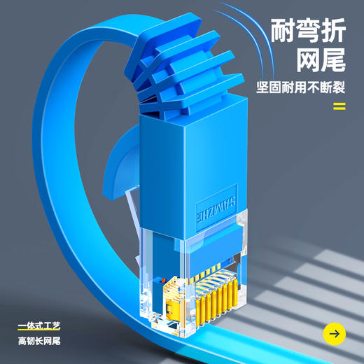 山泽（SAMZHE）六类网线 扁线 CAT6类千兆扁平家用电脑非屏蔽网络跳线 成品网线 蓝色3米SZ-603BE 匹配路由器 商品图2