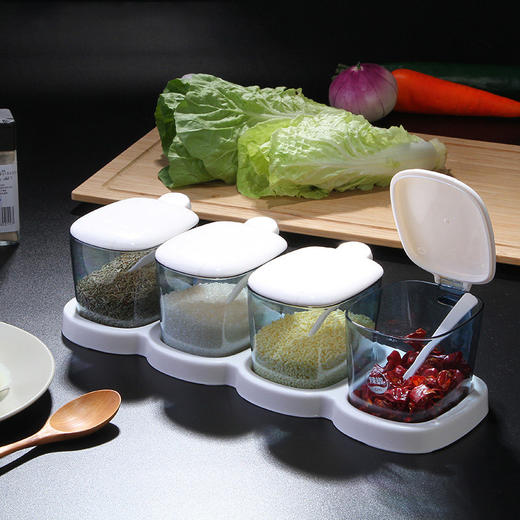 茶花 4组调料盒调味罐塑料调料瓶套装 B25003 商品图0