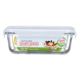 乐扣乐扣 耐热玻璃保鲜盒 微波炉专用加热饭盒 密封碗便当餐盒零食品水果盒 冰箱储物储藏整理收纳盒子 750ML