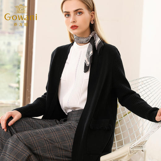 【两色可选】乔万尼春秋装修身外搭外套长袖羊毛针织开衫过膝长款EN3M398 商品图3