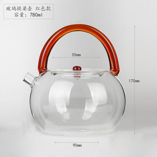 玻璃烧水壶单壶（红色把手） 商品图3