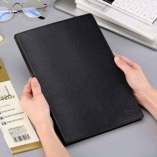 晨光(M&G)文具B5/124页黑色皮面笔记本 商务办公记事本 会议记录本日记本笔记本子 单本装APY4K380 商品图3