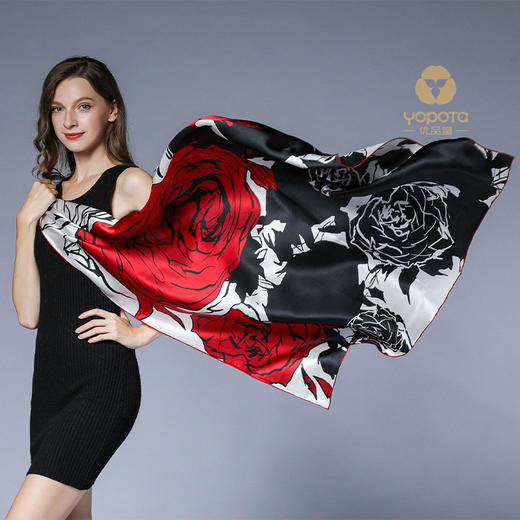 优品堂“爱之吻”重磅桑蚕丝真丝110方巾丝巾 商品图2