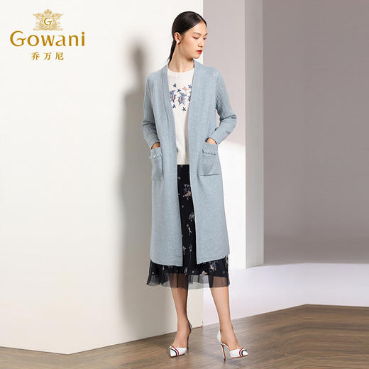 【两色可选】乔万尼春秋装修身外搭外套长袖羊毛针织开衫过膝长款EN3M398 商品图2