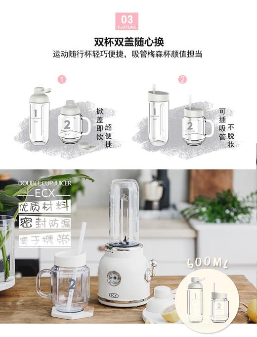 【新品推荐】ECX 榨汁机 抖音同款 水果碰碰机 家用料理机 随身榨汁机加便携杯一套 黑色（保修一年）JPY带授权招加盟代理 商品图7