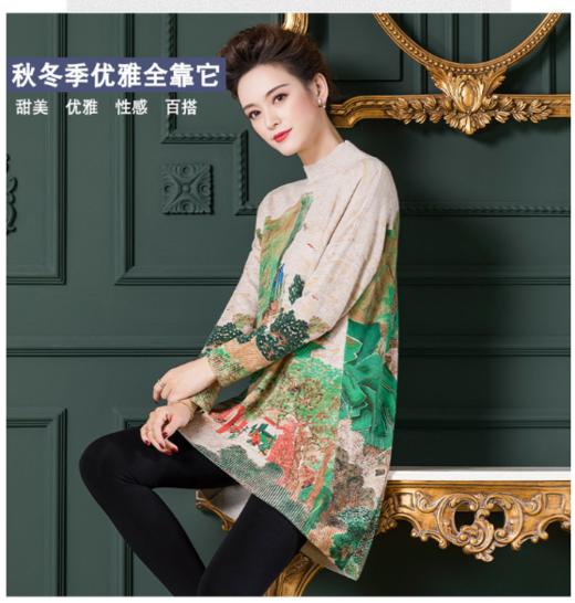 ww	H9190纯羊毛印花连衣裙 商品图2