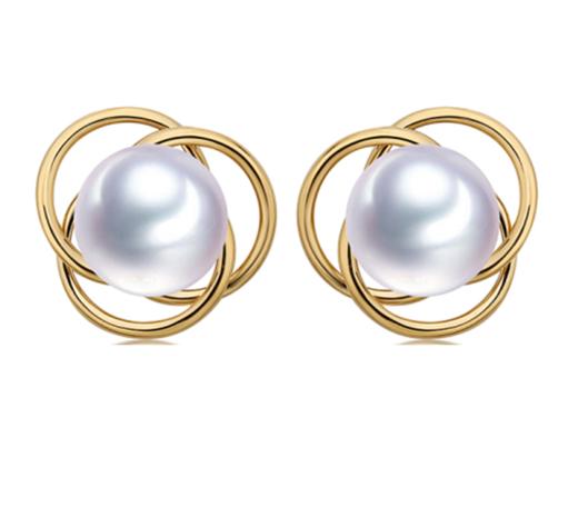 Pearl moments 三瓣花 天然淡水珍珠耳钉 商品图0