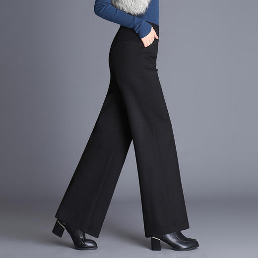 XY-689S-618秋冬新款通勤百搭女士加厚休闲裤高腰阔腿裤 商品图1