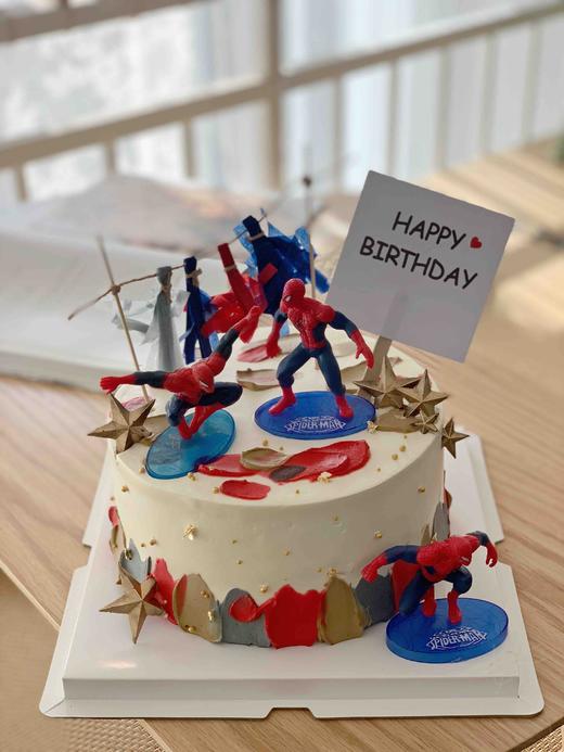 蜘蛛侠主题生日蛋糕，每一个蛋糕都是一份甜蜜的祝愿，可以私人定制，提前联系下单，8寸9厘米加高 商品图1