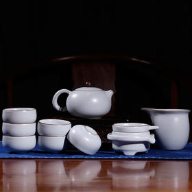 汝窑功夫茶具套装.汝窑西施壶10头套装（月白）