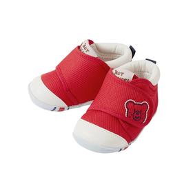 【一般贸易】Mikihouse Hotbiscuis经典一段婴儿学步鞋 红*白