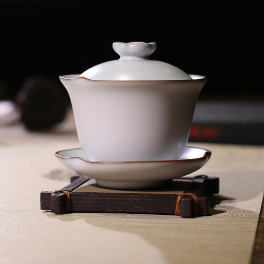 汝窑盖碗.莲花盖碗（月白） 商品图0