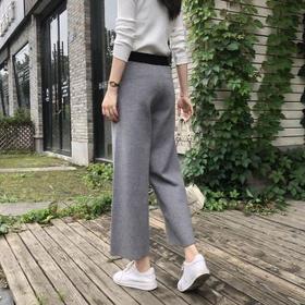 明星同款2019秋季OL气质女装包心纱针织阔腿裤