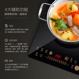 美的（Midea）电磁炉 匀火188mm聚能大线圈盘 火锅炉 十档火力 C21-WT2118（标配欧式汤锅+炒锅）