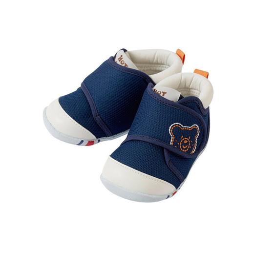 【一般贸易】Mikihouse Hotbiscuits经典一段 婴儿学步鞋 蓝*白 商品图0